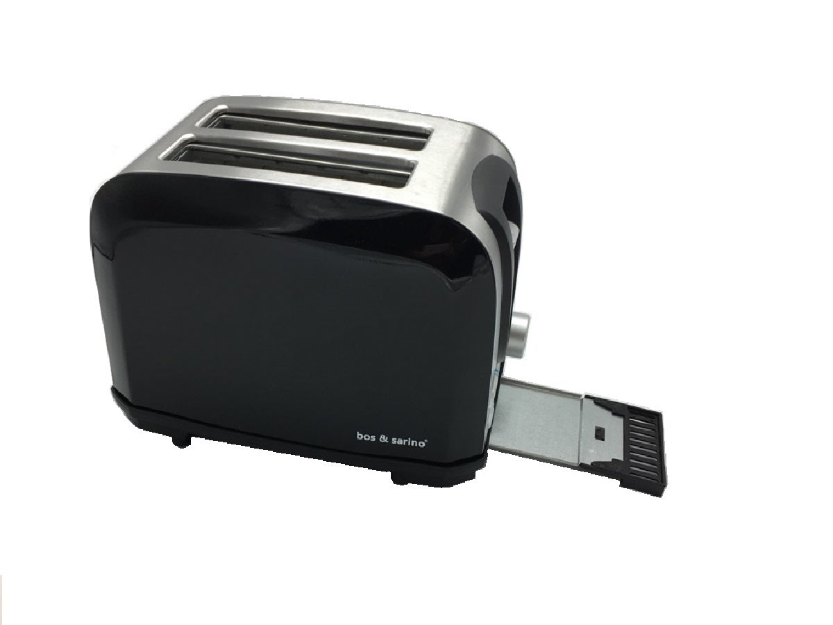 Black 2 Slice Stainless Steel Toaster - BOS & SARINO