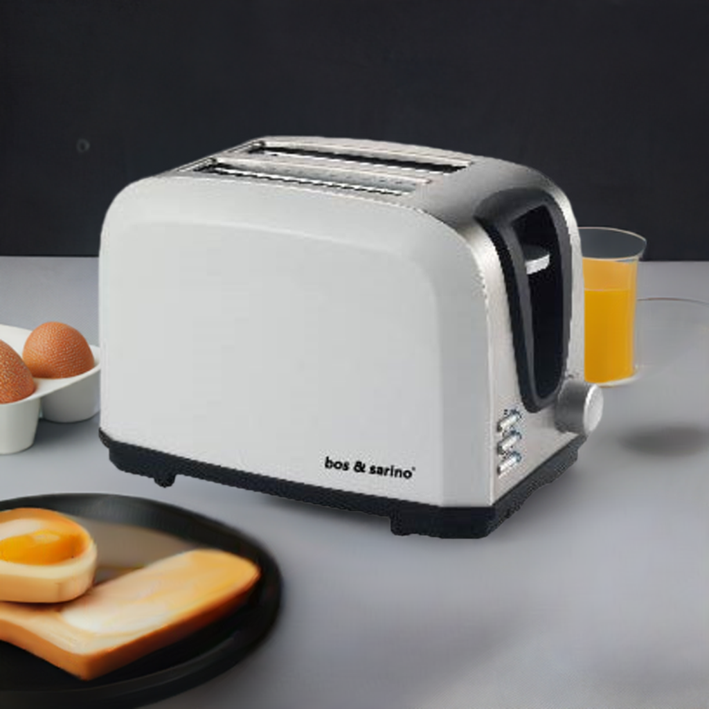 White 2 Slice Stainless Steel Toaster - BOS & SARINO