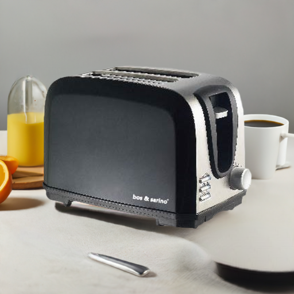 Black 2 Slice Stainless Steel Toaster - BOS & SARINO